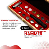 12-Faced Interchangeable Texturing Hammer for Designing Metal Surfaces Jewelry Making Tools Kit